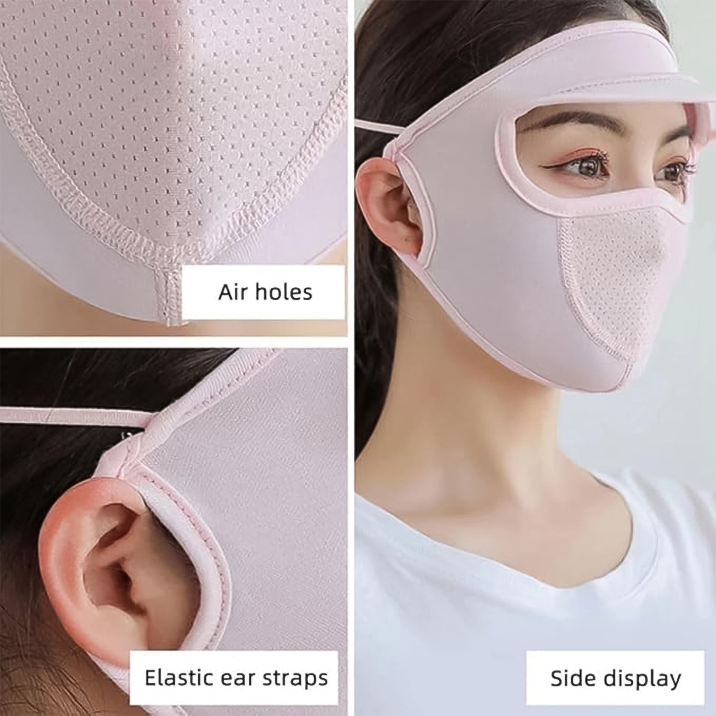 Women's Full Face UV Protection Hat with Mask & Wide Brim Visor