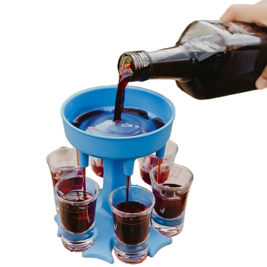 6-Way Plastic Shot Glass Dispenser with Holder Stand.