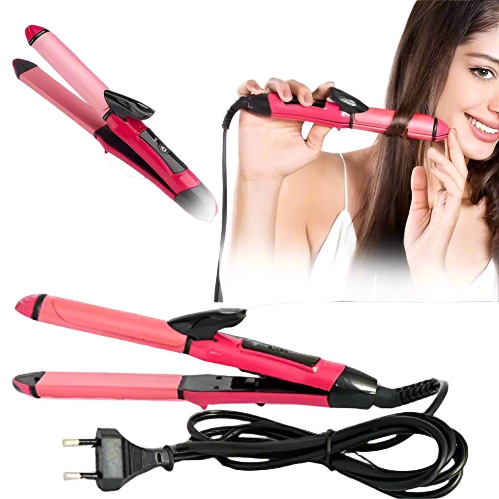 2 In 1 Hair Straightener And Curler Machine For Women Curl Straight Hair Iron