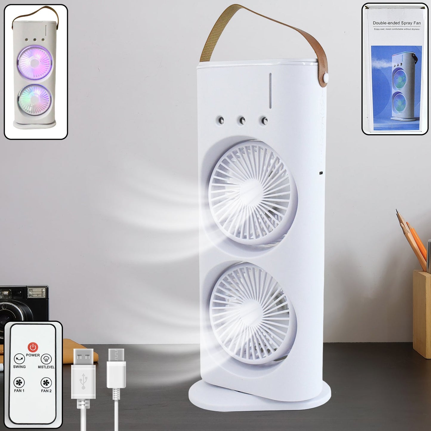 Double-Head Cooler Fan (1 Pc + Remote) Wukusy