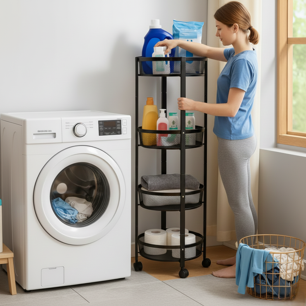 4-Layer Mesh Storage Rack with Wheels Wukusy