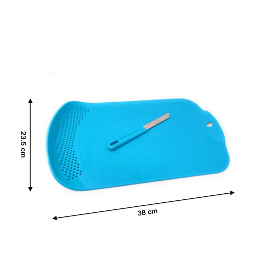 Chop & Drain Vegetables/Fruits Chopping Board with Sleek Knife.