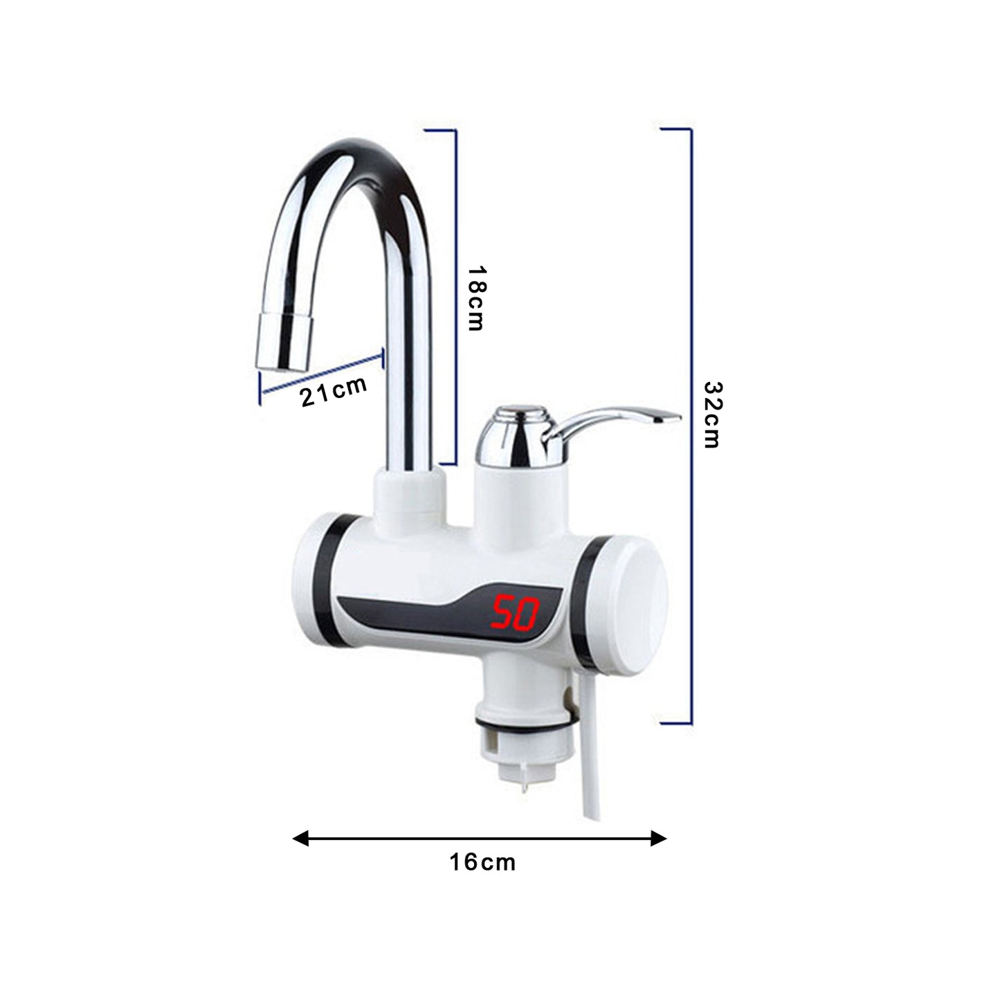 1597 Stainless Steel Led Digital Display Instant Heating Electric Water Heater Faucet Tap Wukusy