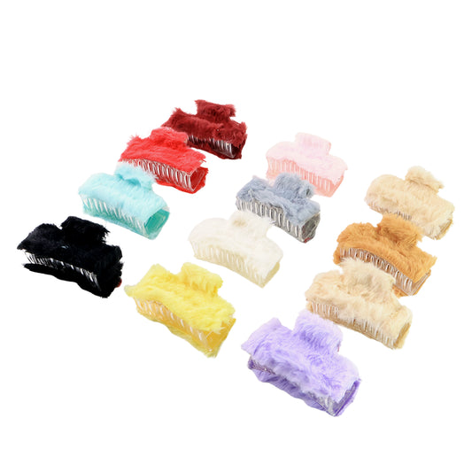 Soft Velvet Furry Hair Clutcher Clips - BuyItOnline