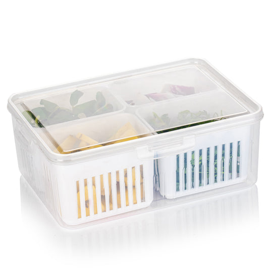 Freezer & Refrigerator Vegetable Storage Container with Draining Crisper - BuyItOnline