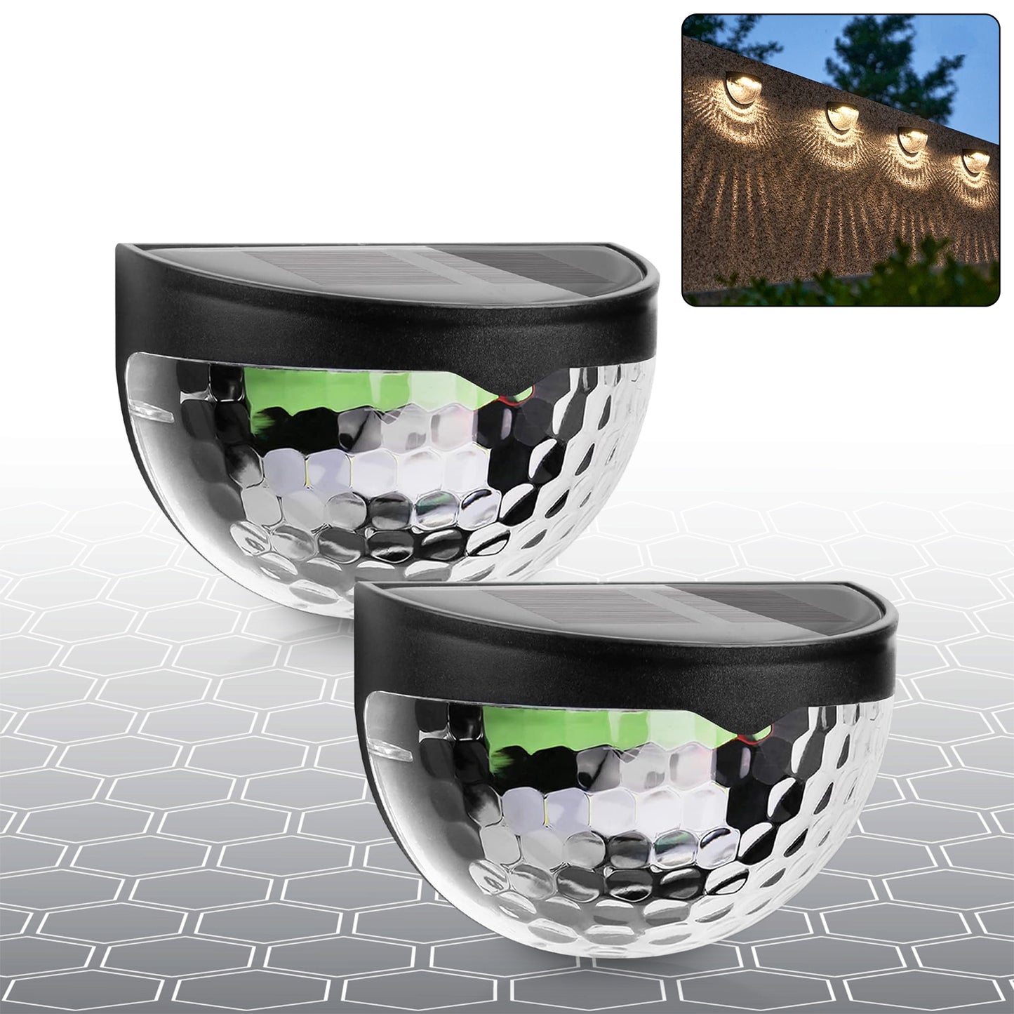 6-LED Solar Wall Lights with Honeycomb Shade