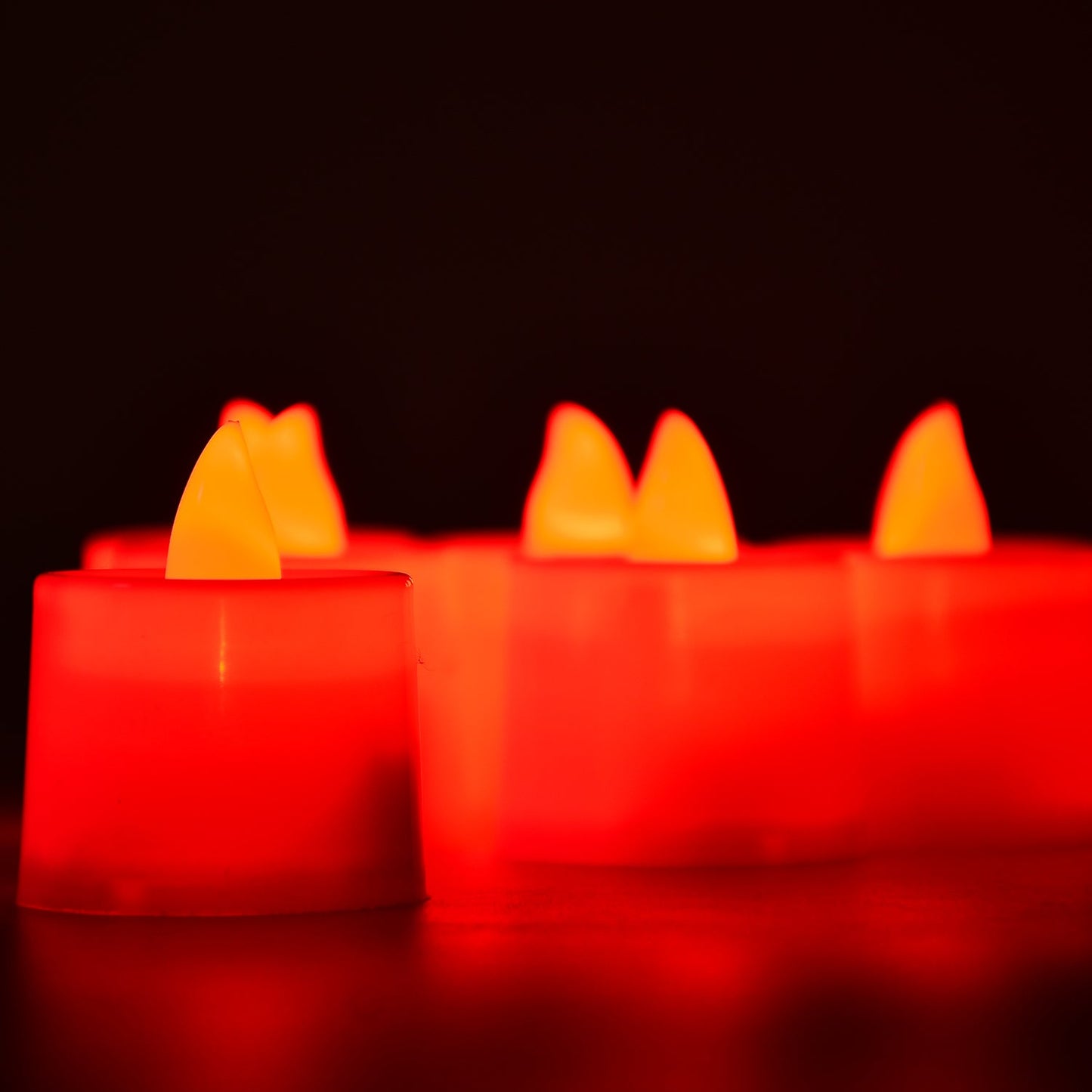 Red Flameless Led Tealights Smokeless Plastic Decorative Candles - Led Tea Light Candle For Home Decoration (Pack Of 24)
