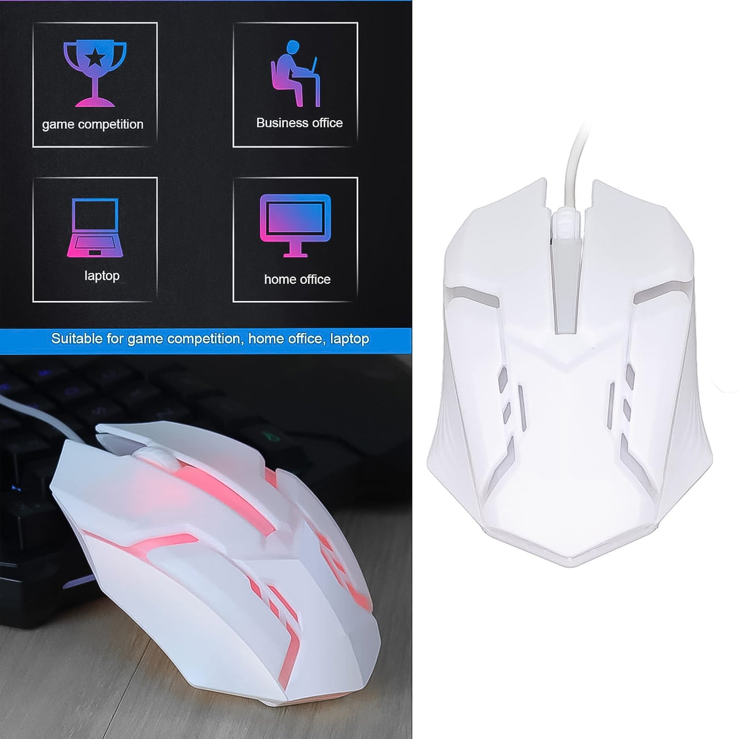USB Wired Gaming Mouse with Colorful LED Lighting