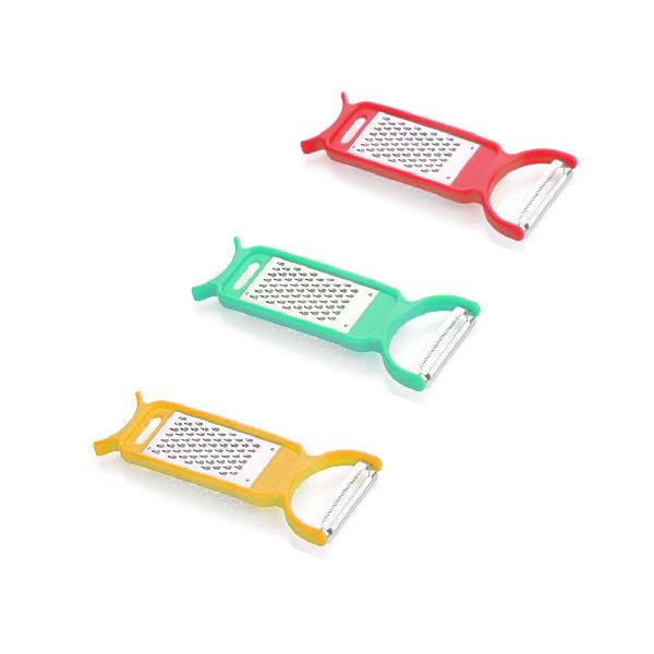 Kitchen 3-in-1 Multi-Purpose Vegetable Peeler, Grater, and Cutter for Food Preparation.