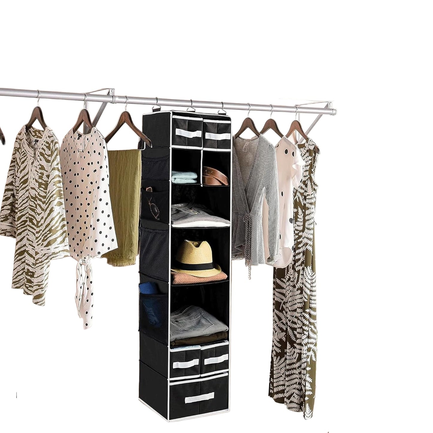 9 Shelf Hanging Closet Organizer With 5 Drawer Organizers Wukusy