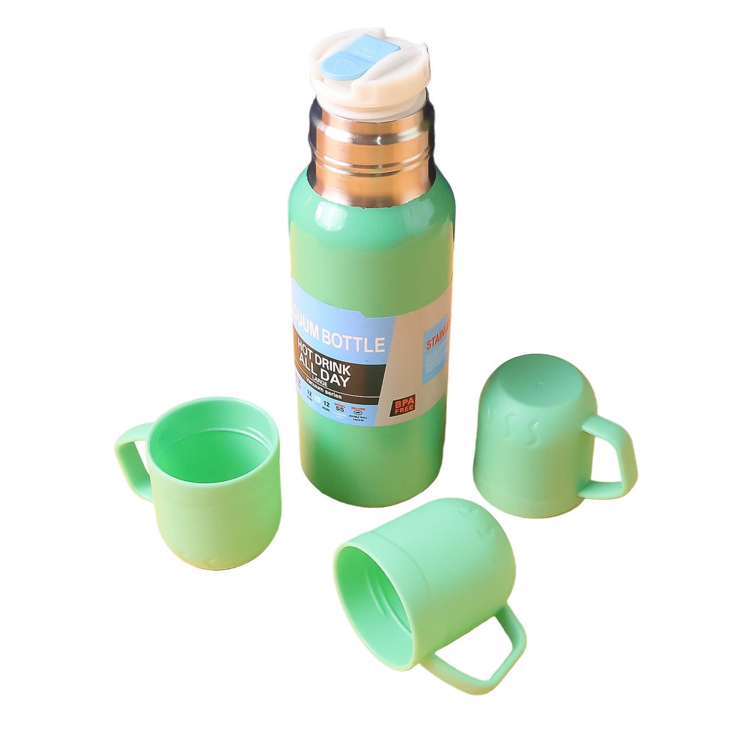 Green Vacuum Flask Set.