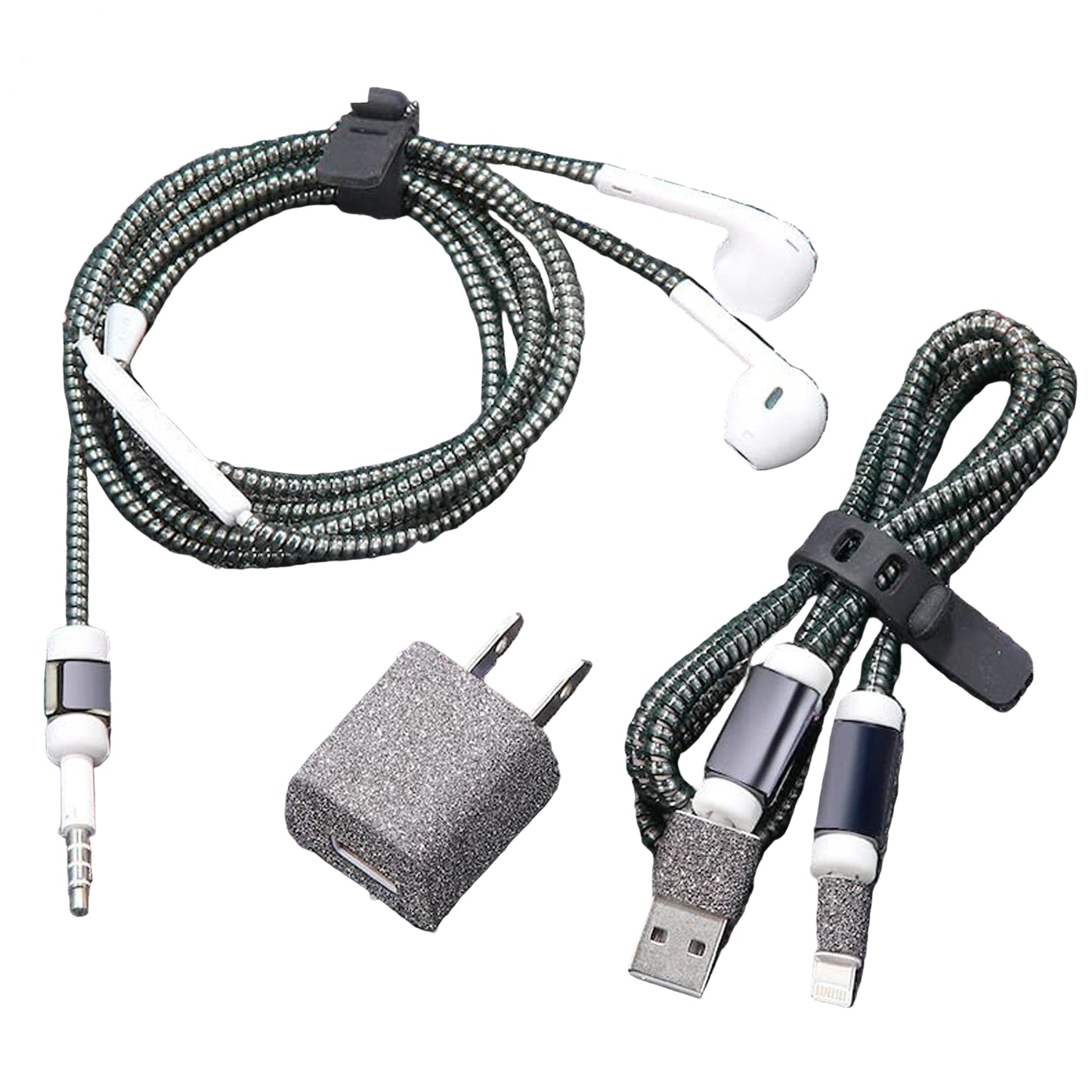 Spiral Wire Protector – Metallic Cable Sleeve for Mac Charger