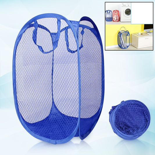 Foldable Collapsible Mesh Laundry Bag Pack Of 1 (Mix Color) Wukusy