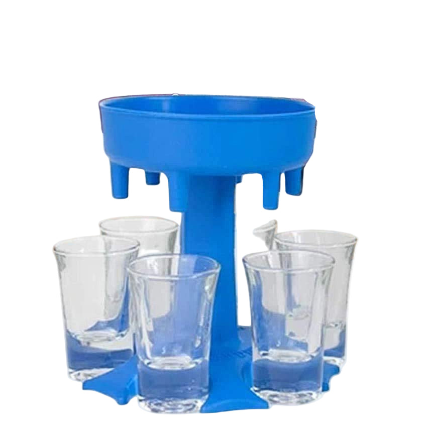 6-Way Plastic Shot Glass Dispenser with Holder Stand.
