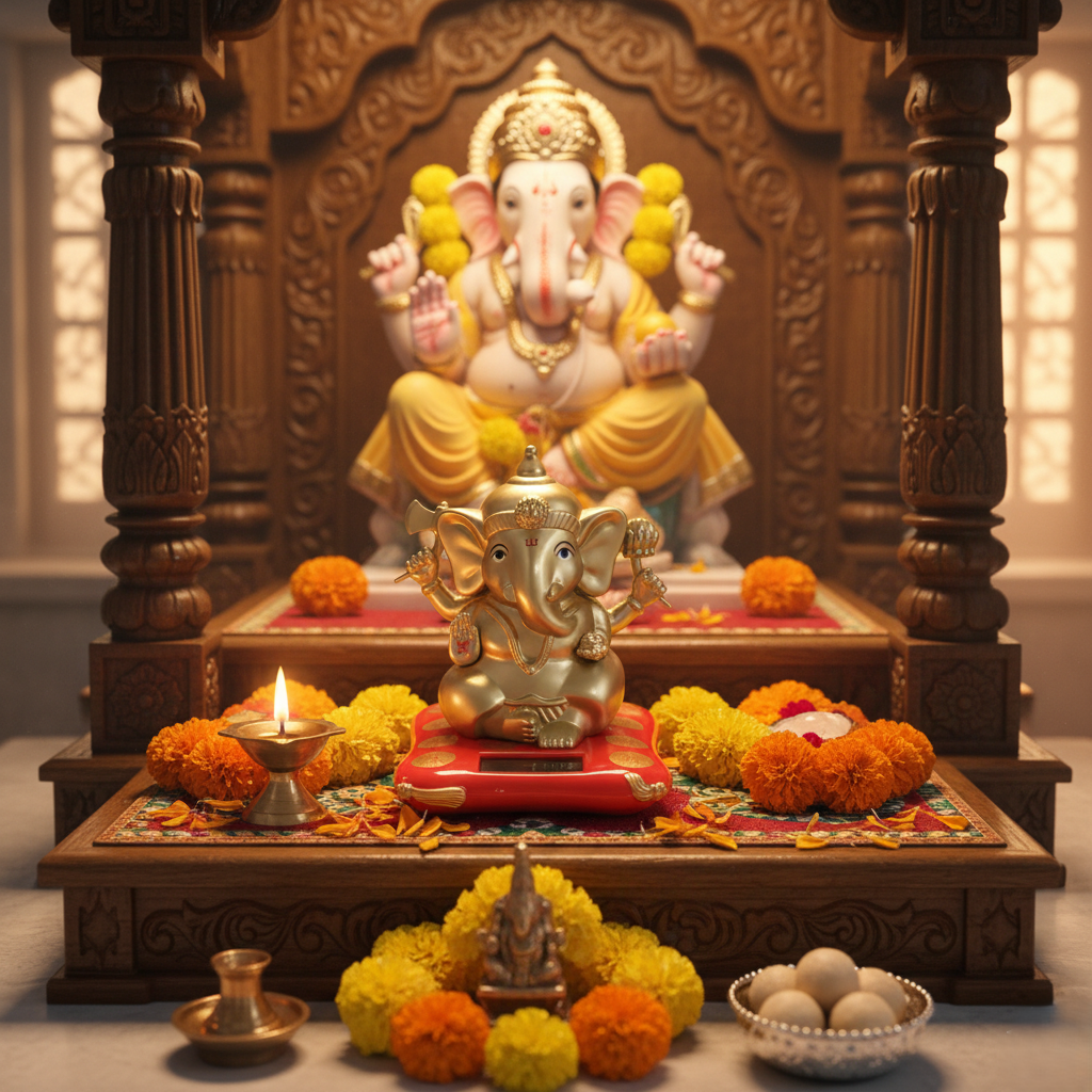 Decorative Solar Lord Ganesha Idol
