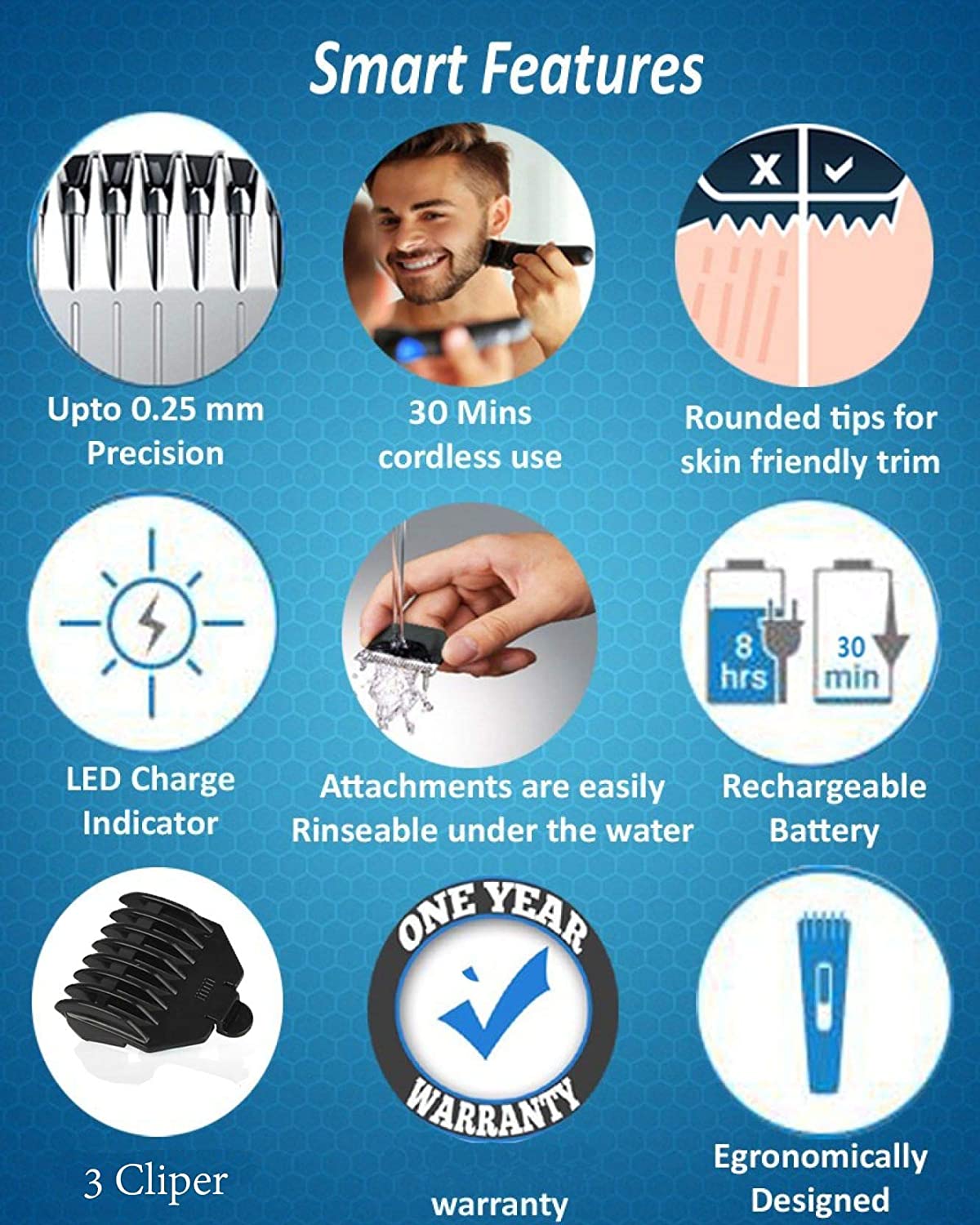 Cordless Rechargeable Hair & Beard Trimmer for Men