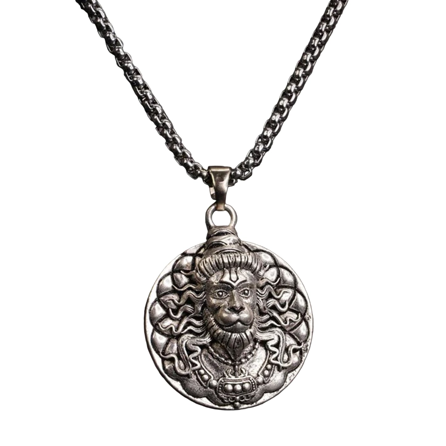 Hanuman Facelocket With Chain Pendant