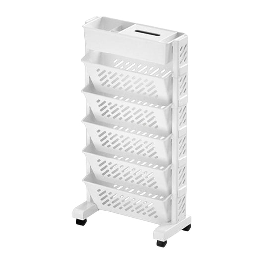 Movable Bookshelf Large Capacity Rotatable Plastic Rolling Organization Shelf Rack Wukusy