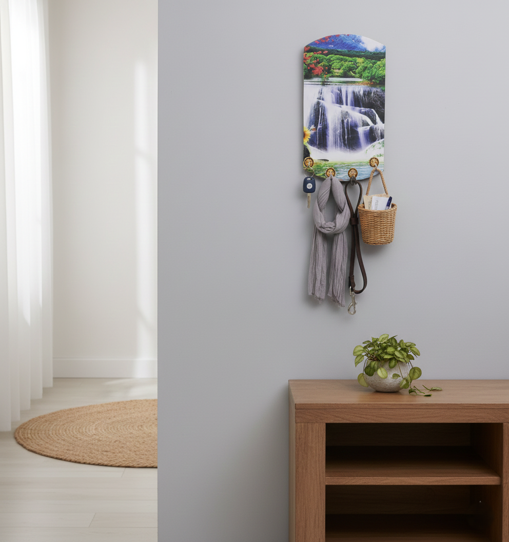 Decorative Wooden Vertical Scenery with Hooks Wukusy