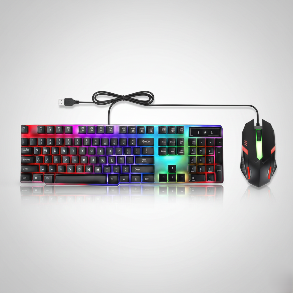 Wired RGB Keyboard Mouse Set - 104 keys