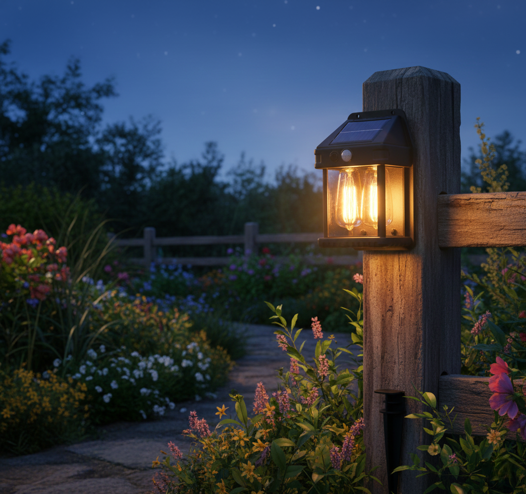 18W Solar Wall Light with Double Lamps & Motion Sensor