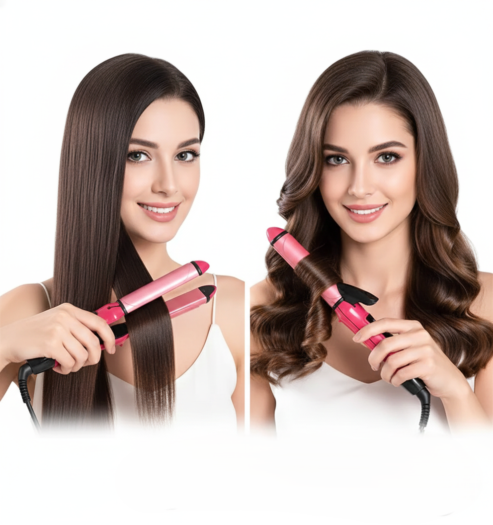 2 In 1 Hair Straightener And Curler Machine For Women (Curl & Straight Hair Iron