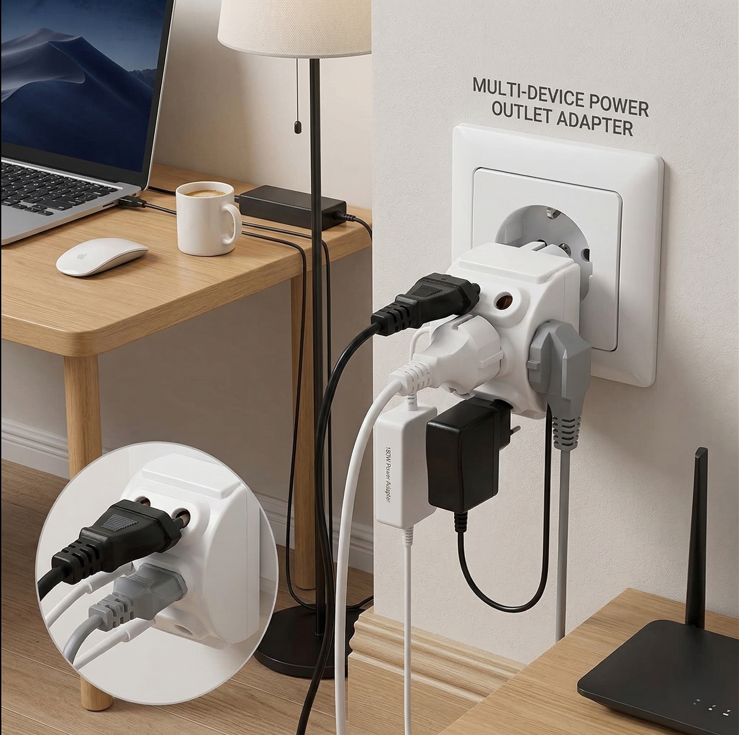 5-Way 2-Pin Multi Plug Socket Converter Wukusy