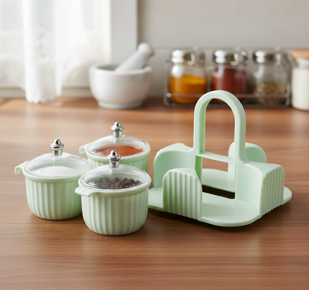 Multipurpose 4 pcs Storage Jar with Tray