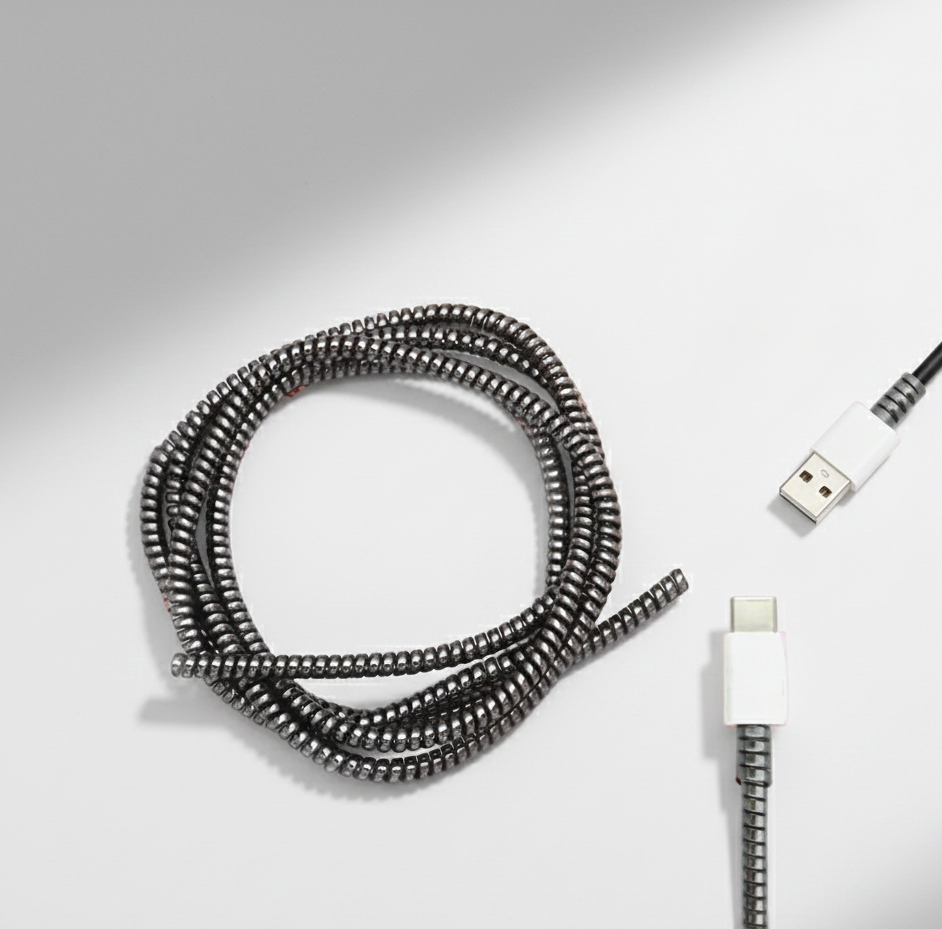 Spiral Wire Protector - Metallic Cable Sleeve for Mac Charger