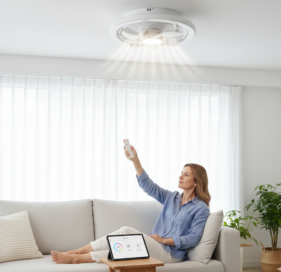 360° Rotation Smart Ceiling Fan with LED Light