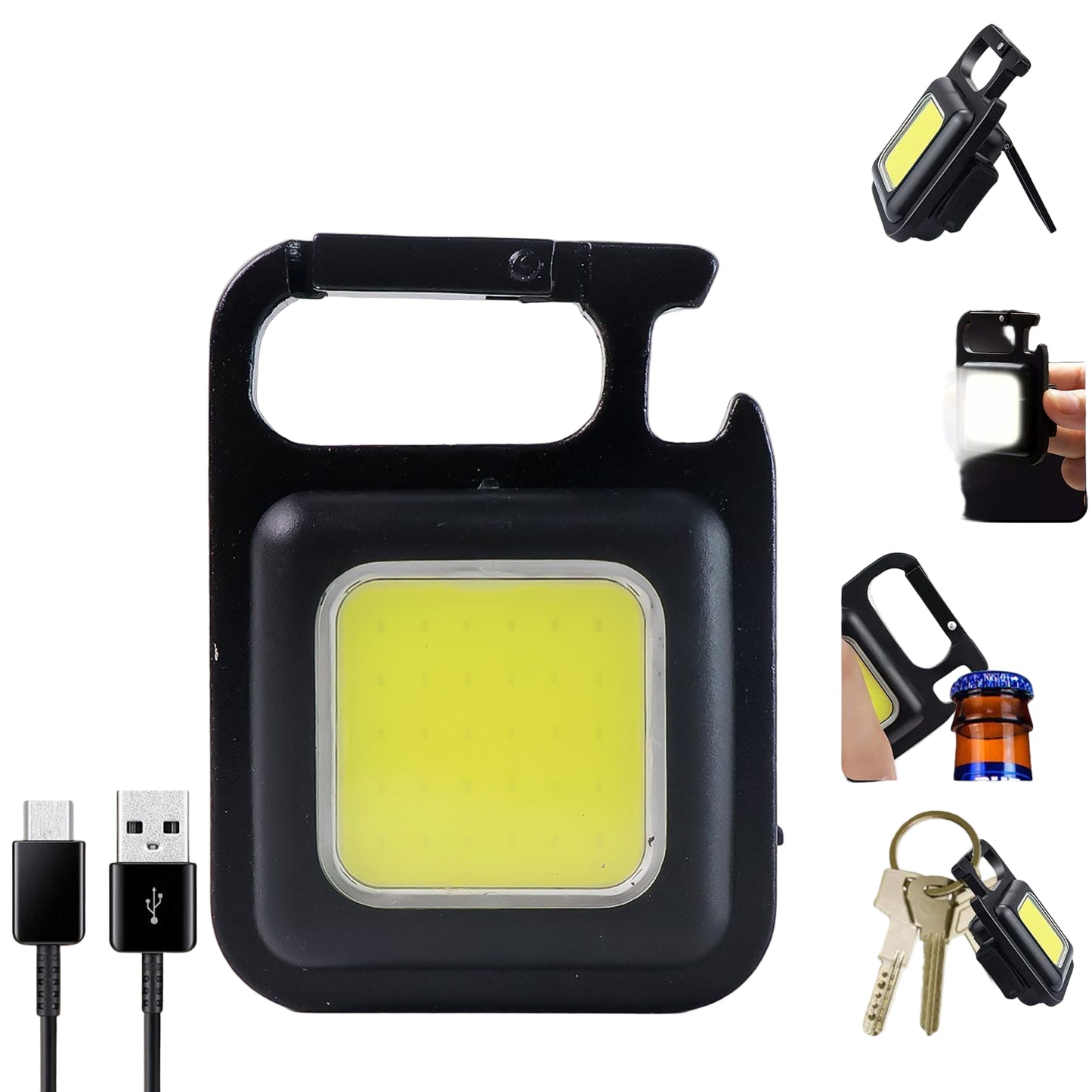 Rechargeable Keychain Mini Flashlight With 4 Light Modesultralight Portable Pocket Light With Folding Bracket Bottle Opener And Magnet Base For Camping Walking
