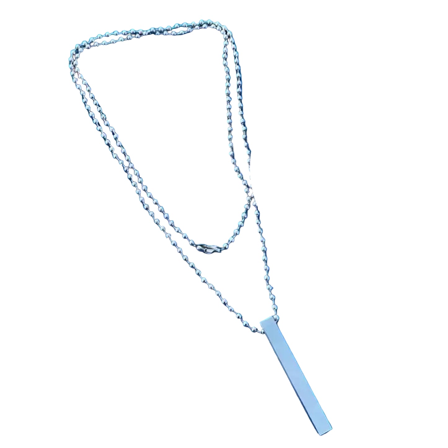 Plain Stick Shape Stainless Steel Locket with Chain