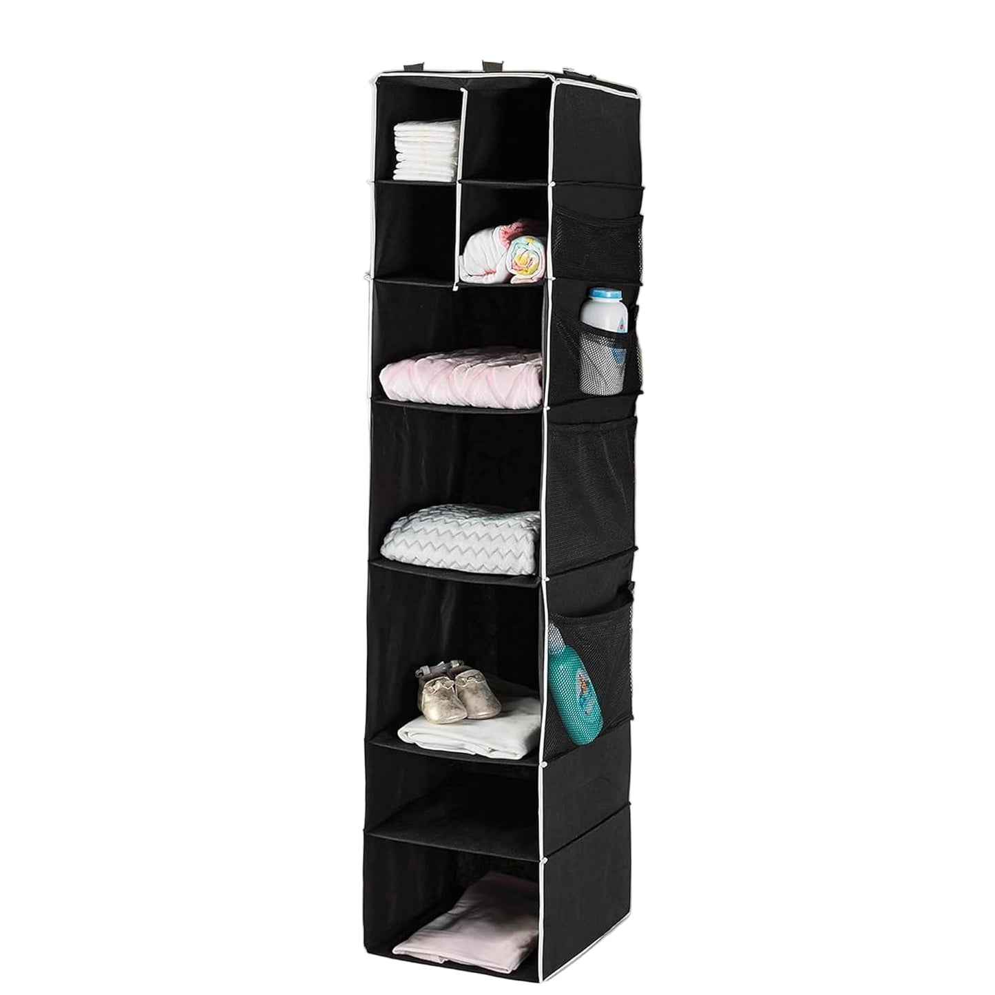 9 Shelf Hanging Closet Organizer With 5 Drawer Organizers