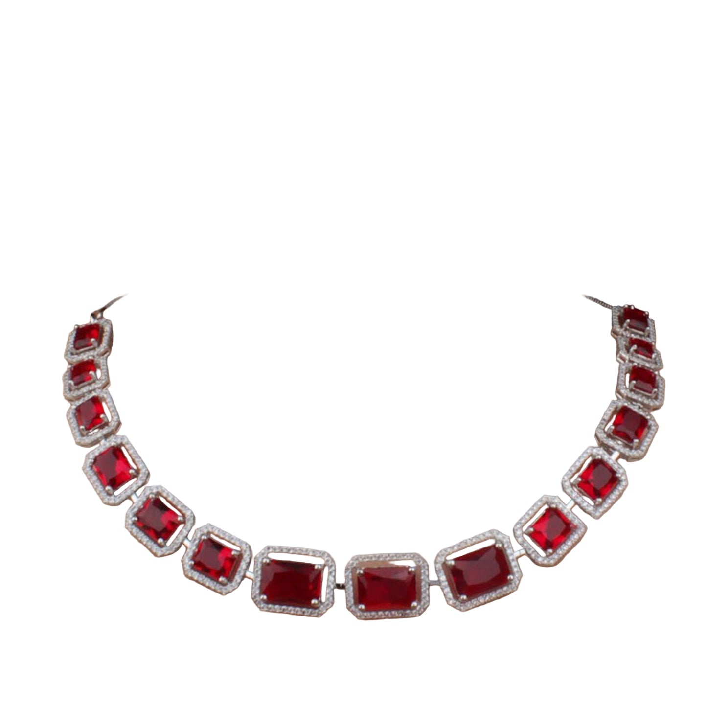 Elegant Mixed Color Diamond Necklace & Earrings Set