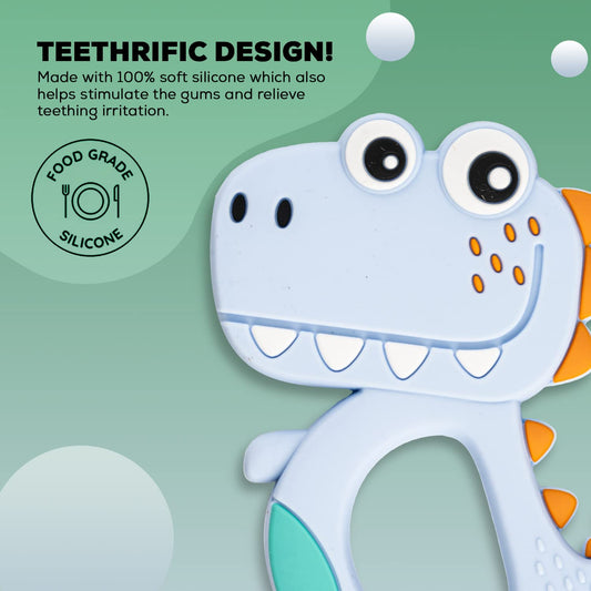 Silicone Dinosaur Teether For Baby (1 Pc Mix Design Color) Wukusy