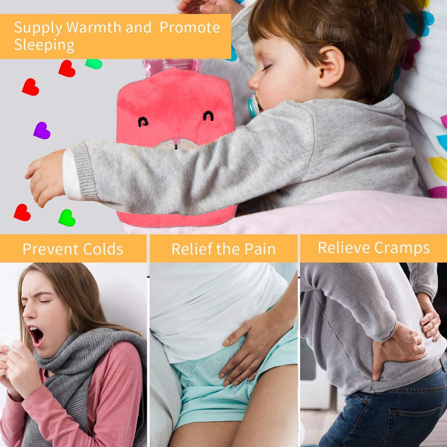 Small Pink Hot Water Bag with Soft Cover