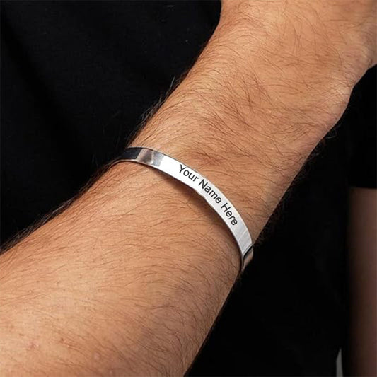 Personalized Silver Kada Bracelet - BuyItOnline