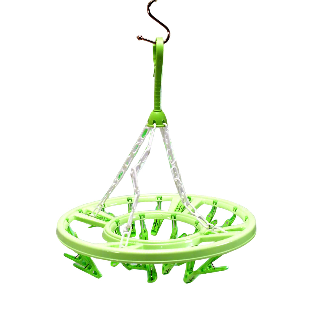 Plastic Round Cloth Drying Hanging Hanger ( 15 Clips )