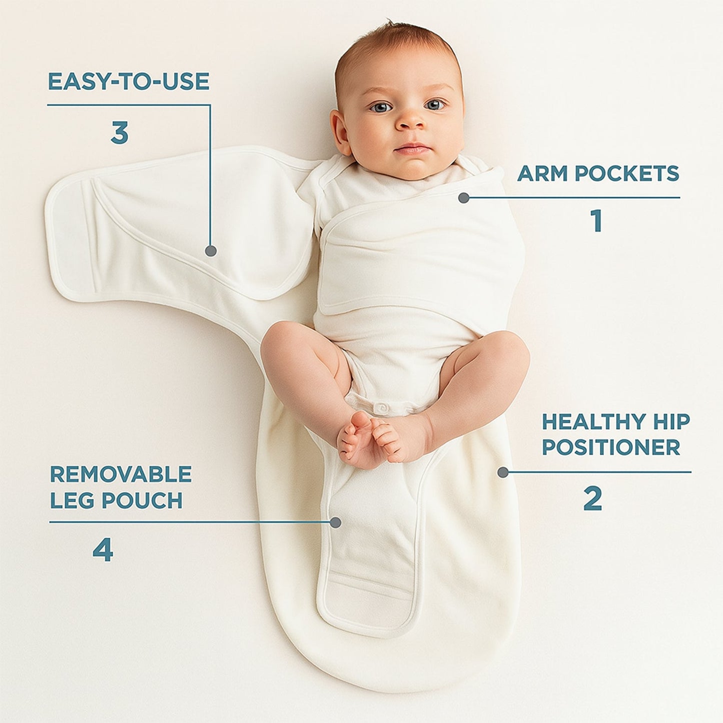 Soft Cotton Adjustable Baby Swaddle Wrap For Newborn Wukusy