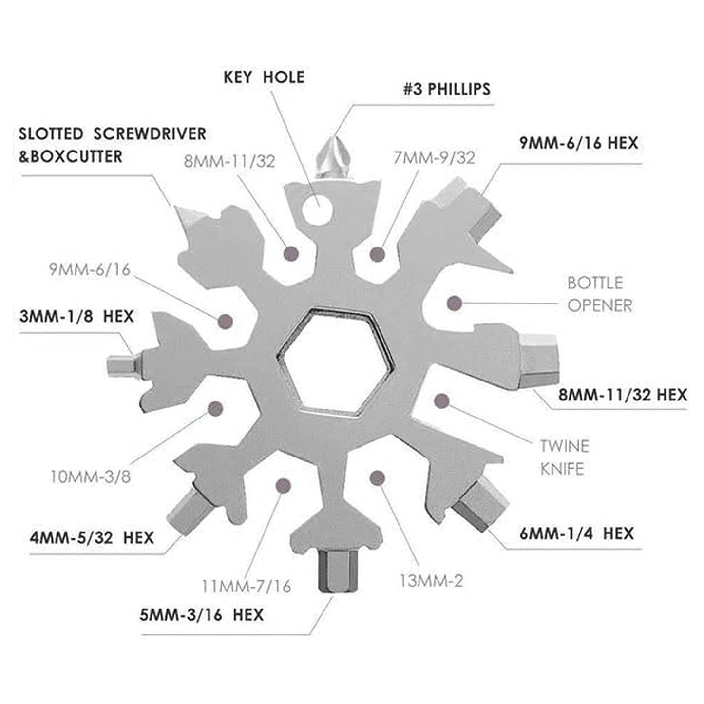 Stainless Steel Snowflake Multi-Tool & Bottle Opener