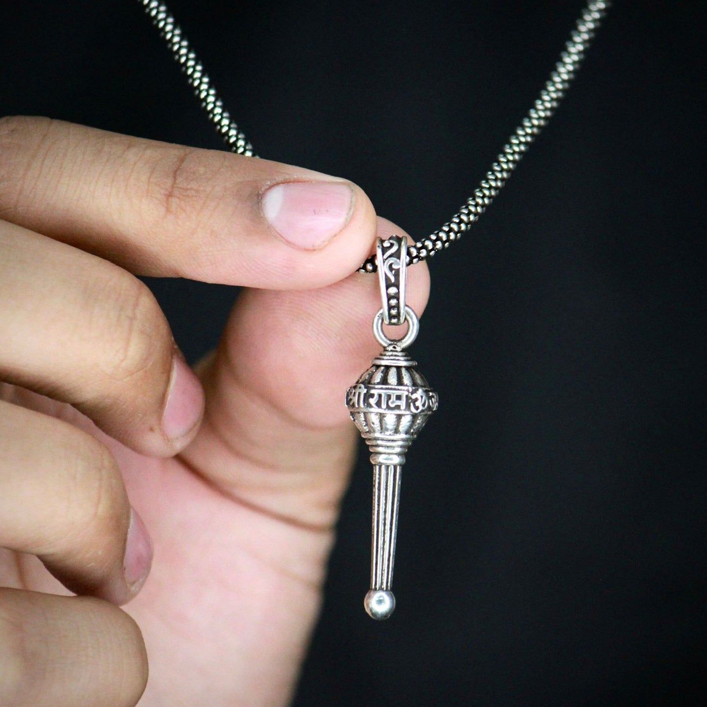 Silver Chain With Gada Pendant