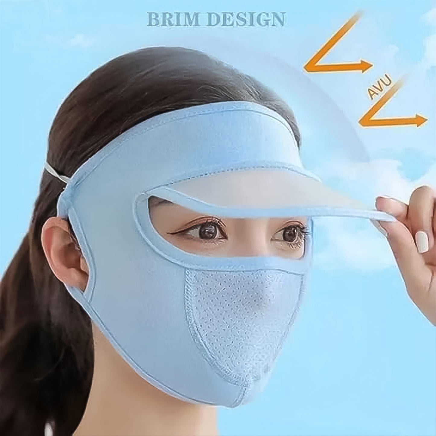 Women's Full Face UV Protection Hat with Mask & Wide Brim Visor