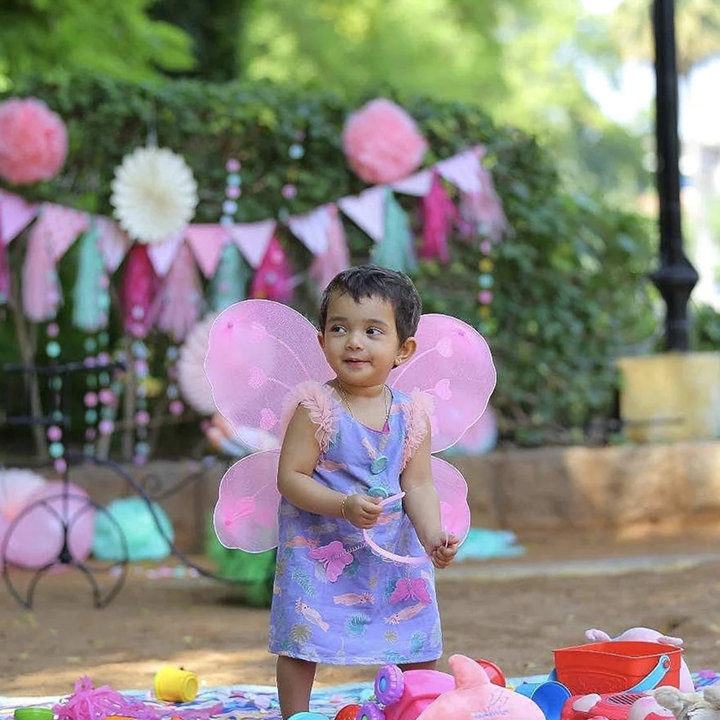 Baby Girls Fairy Butterfly Wings Costume with Wand & Hairband