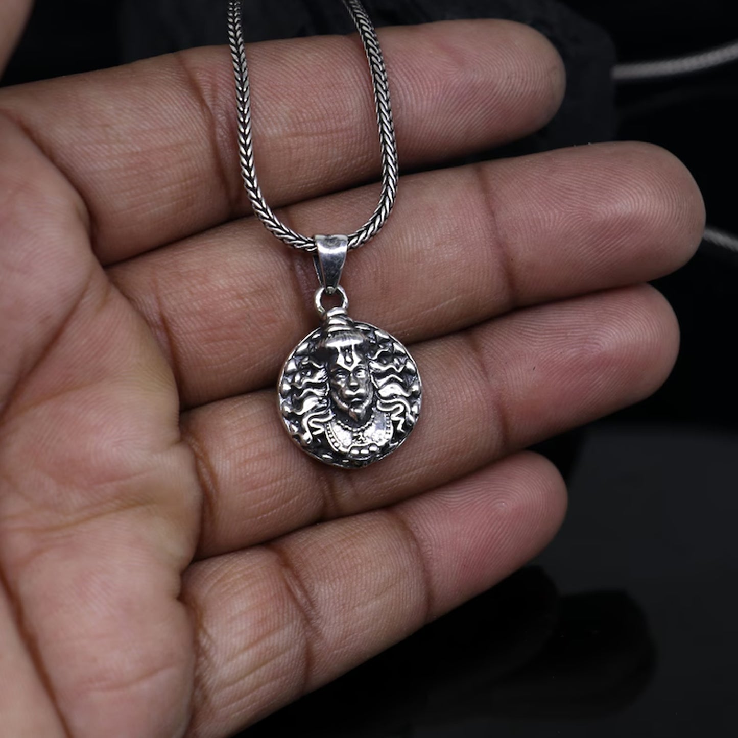 Hanuman Facelocket With Chain Pendant