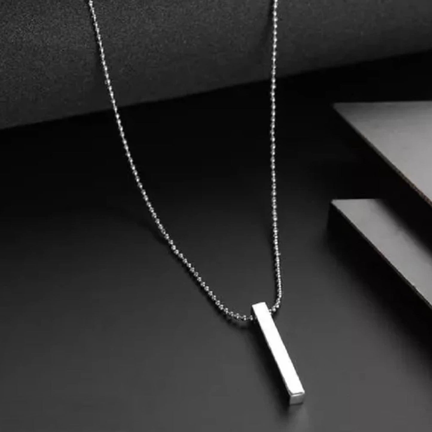 Plain Stick Shape Stainless Steel Locket with Chain