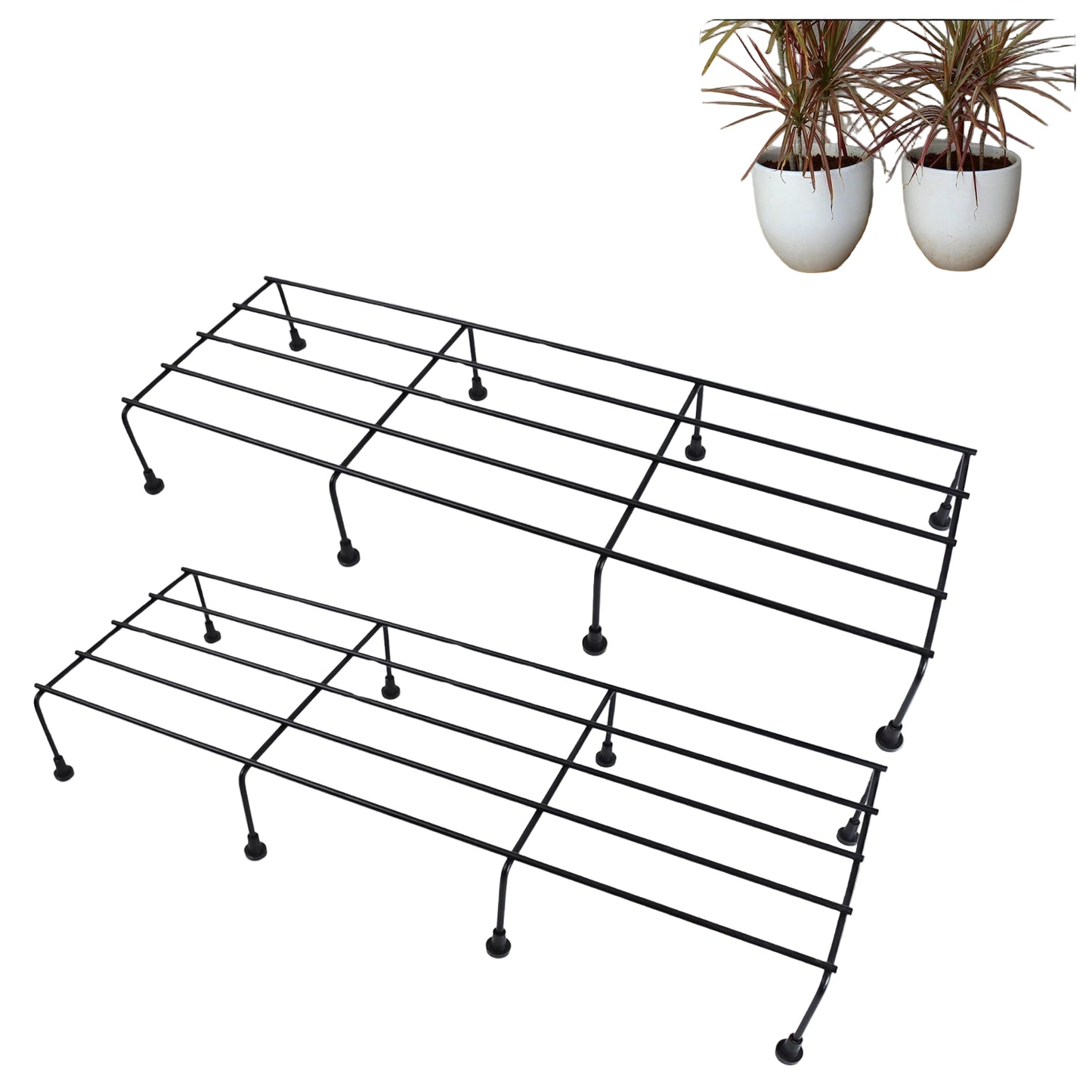 Metal Rectangle Flower Plant Stand For Balcony (6020 Cm 2 Pc Set)