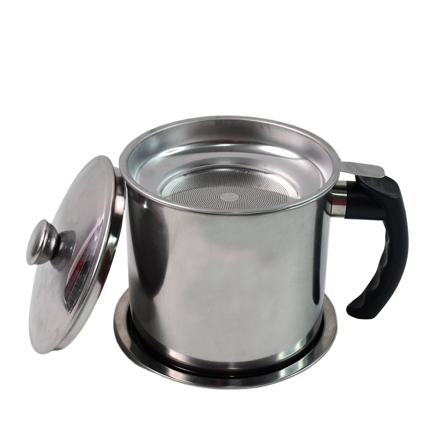 Stainless Steel Oil Strainer Pot with Lid & Filter Mesh - BuyItOnline