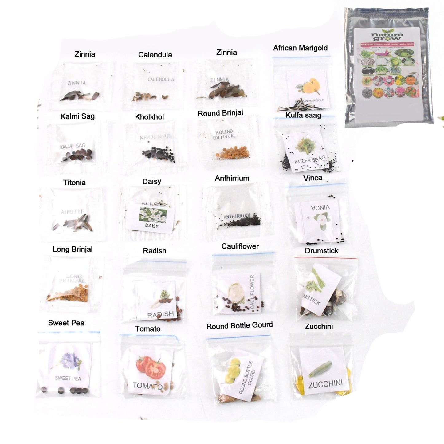 20-in-1 Vegetable & Flower Seeds Combo Pack