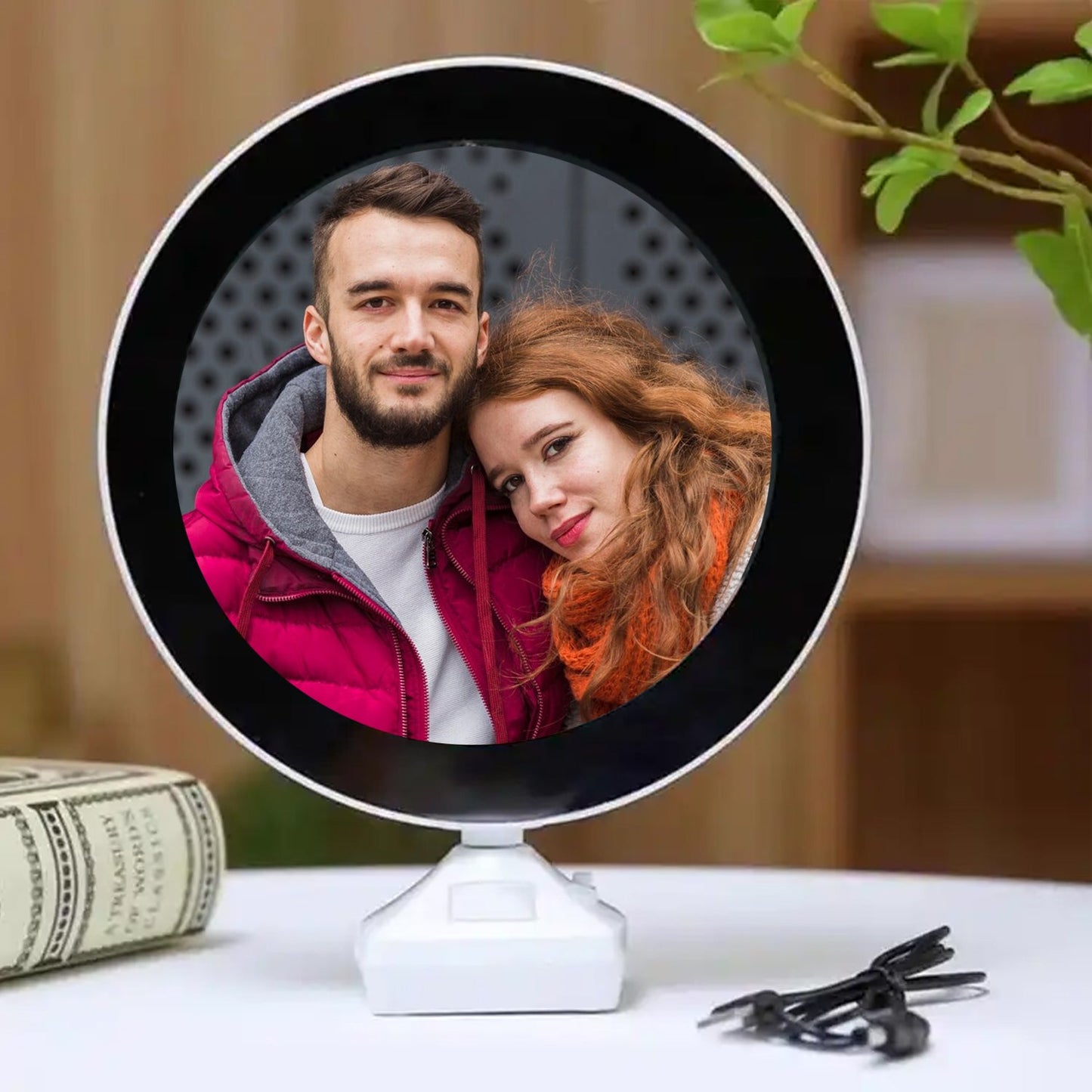 Plastic 2 In 1 Mirror Come Photo Frame With Led Light Wukusy
