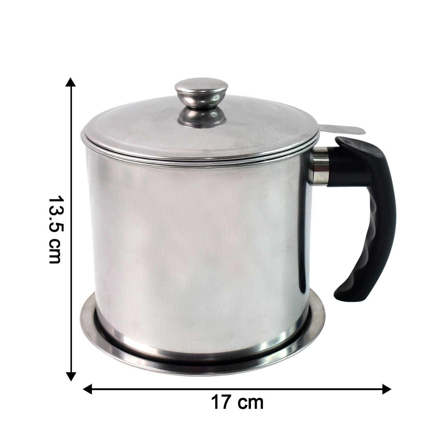 Stainless Steel Oil Strainer Pot with Lid & Filter Mesh - BuyItOnline